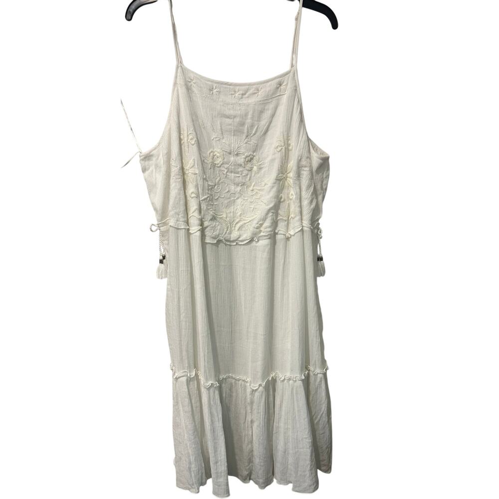 Peasant Dress Gauze Boho Crochet White  Prairie Coquette SZ 2X True Craft
